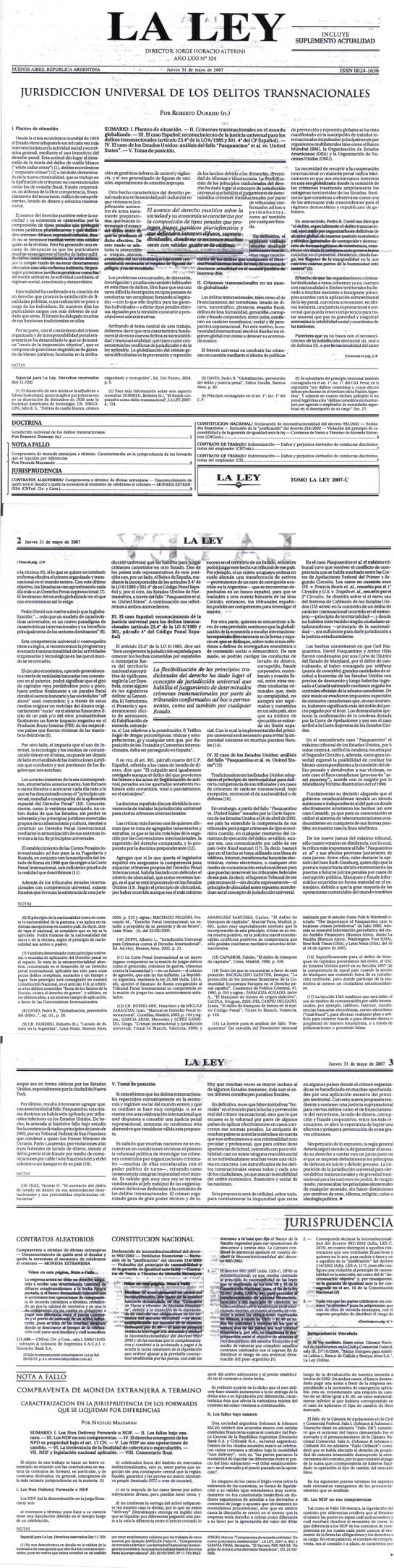 Publicación original: Jurisdicción universal de los delitos transnacionales (página 1)