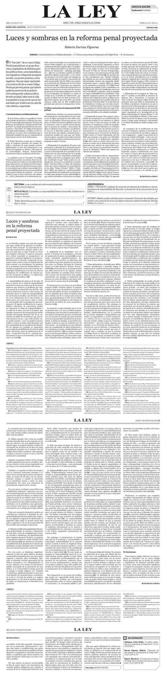 Publicación original: Luces y sombras en la reforma penal proyectada (página 1)